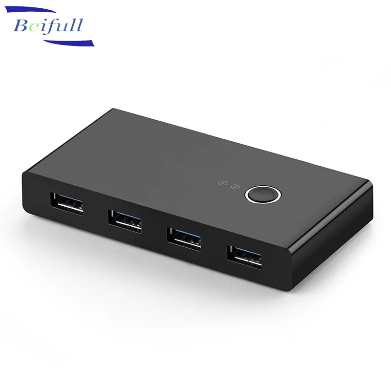 2 computadores portáteis adaptador hub usb 3.0 kvm, interruptor selecor de partilhamento com um botão de troca