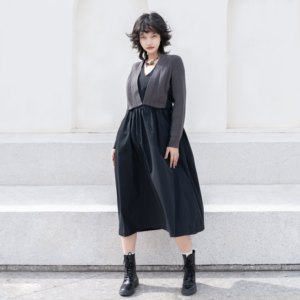 Vestido de Diseñador de Lujo con Estilo Occidental Personalizado, Vestido de Suéter Elegante con Capas de Patchwork para <span class=keywords><strong>Mujer</strong></span> - Product Image 3