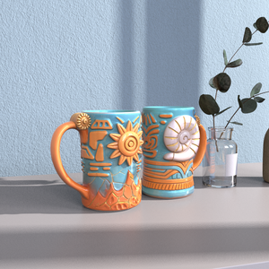 Taza de Cerámica Creativa Polinesia de 20 oz para Cócteles, Café o <span class=keywords><strong>Cerveza</strong></span>, Colorida y Personalizada con Tallado de <span class=keywords><strong>Sol</strong></span> y Océano, Venta al <span class=keywords><strong>por</strong></span> <span class=keywords><strong>Mayor</strong></span> - Product Image 5