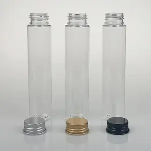 Tabung Plastik Bening dengan Tutup Sekrup Logam Perak