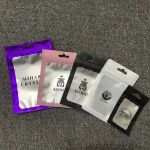 可重新密封的聚酯薄膜袋，带唇彩睫毛样品食品珠宝粉色食品包装PE凹版印刷拉链顶部