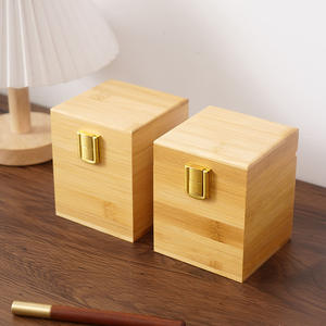 Boîte de rangement en <span class=keywords><strong>bambou</strong></span> Caoxian avec couvercle rabattable et verrouillage, design gravé, forme rectangulaire, pour bijoux et thé - Product Image 3