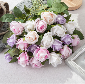 Artificiels : Fleurs artificielles en flanelle, pierres précieuses, roses, plantes vertes, roses en velours simulé. Vente en gros pour décoration de mariage. - Product Image 3