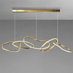 Plafonnier LED en acrylique suspendu composé de 5 anneaux, design moderne, éclairage d'intérieur, luminaire décoratif de plafond, couleur jaune <span class=keywords><strong>or</strong></span>, nouveau modèle - Product Image 2