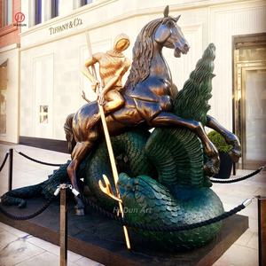Classique Célèbre En Plein Air Surréalisme Bronze Saint Tuant Le Dragon <span class=keywords><strong>Sculpture</strong></span> - Product Image 1