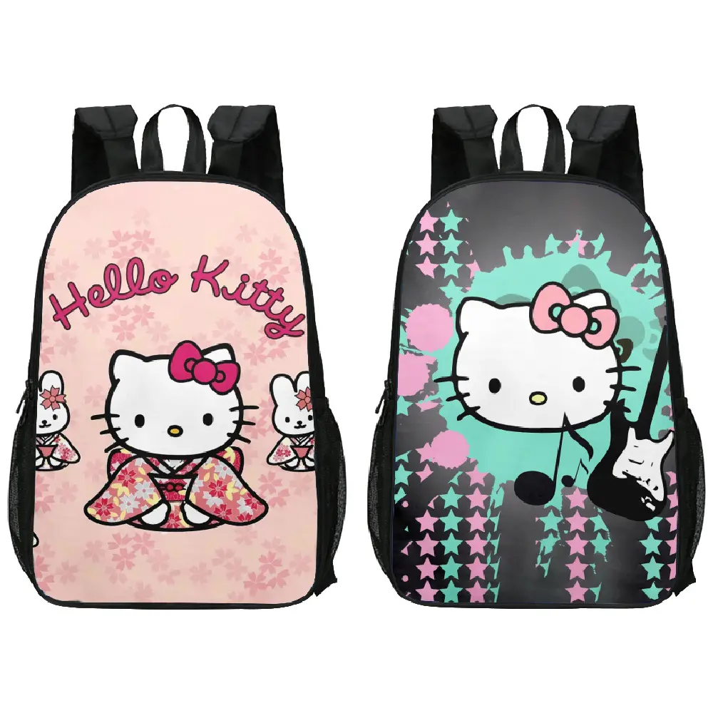 Tas ransel kartun Hello Kitty, tas ransel sisi ganda bercetak untuk tas anime murid sekolah dasar dan sekunder