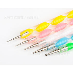 5 pièces 2 voies <span class=keywords><strong>Caviar</strong></span> Nail Art pointillant stylo UV Gel peinture brosse Salon manucure ongles outils Kit - Product Image 2