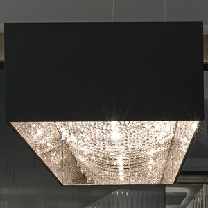 Lámpara colgante de araña de cristal cuadrada de lujo LED atenuada Interior personalizada de gama alta Accesorios para comedor - Product Image 5