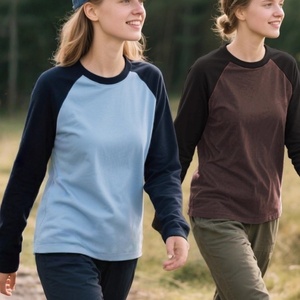 <span class=keywords><strong>Sous</strong></span>-vêtement simple uni en laine mérinos 100% à col rond tricoté pour femmes, manches raglan - Product Image 5