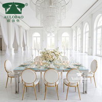 Mesa de Acero Inoxidable Plateado de Diseño Geométrico Moderno y Lujoso para Eventos, Fiestas y Bodas