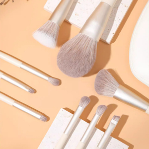 Professionnel 9 pièces ensemble de pinceaux de maquillage de luxe haute végétalien synthétique sourcil fard à paupières Blush brillant à lèvres ventilateur brosses poignées - Product Image 5