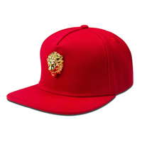 Penjualan paling laris topi Snapback 6 Panel biru dekorasi logam desain Fashion Solid Logo kustom fitur kain Umum