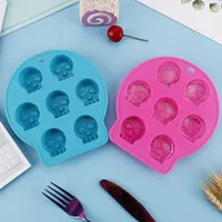 Leatchliving alla moda unico riutilizzabile tema di Halloween cranio 3D stampo in Silicone Ice Cube Maker stampo per cioccolato vassoio gelato