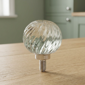 Pomo de Puerta de Diseño Moderno con Cristal Transparente Acanalado, Manija Decorativa Esférica para Puertas Interiores de Madera, Sala de Estar - Product Image 3