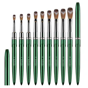 Pincel de Uñas Acrílico 100% Kolinsky, Diseño con Mango Metálico Verde, Profesional para Manicura, Buena Calidad para Polvo Acrílico, Talla 2 # -18 # - Product Image 6