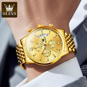 Gran oferta OLEVS 2867, reloj de cuarzo a la moda para hombre, reloj de piloto luminoso resistente al agua, relojes de acero inoxidable para hombre, reloj Masculino 2025 - Product Image 2