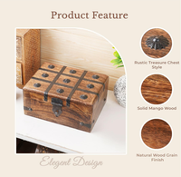Coffret à bijoux rectangulaire de luxe moderne artisanal, coffre au trésor de pirate, rangement décoratif pour cadeau de mariage, décoration intérieure en bois, cadeaux