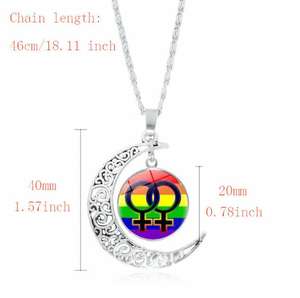 Eşcinsel gurur gökkuşağı kolye Crescent Moon Charm gökkuşağı kolye kolye eşcinsel ve lezbiyen LGBT gurur hediyeler için gökkuşağı - Product Image 4