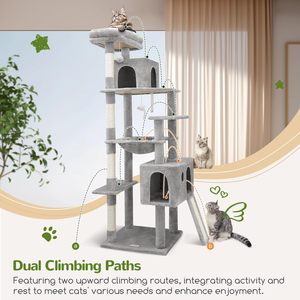 Arbre à <span class=keywords><strong>chat</strong></span> robuste en gros pour chats d'intérieur, grande tour à <span class=keywords><strong>chat</strong></span> avec poteau à gratter, hamac, condo pour chats adultes et chatons - Product Image 5