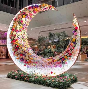 Coloré Lune Fleur Arrangement <span class=keywords><strong>Netflix</strong></span> Creative Photo Shooting Mall Décoration Extérieure Résine Artisanat - Product Image 1