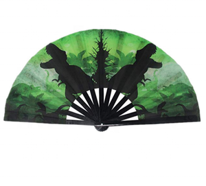 Abanico de mano plegable de bambú grande personalizado, diseño de patrón sólido con logotipo, técnica pintada de orgullo para festivales y uso de recuerdo - Product Image 5