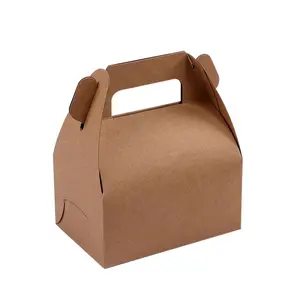 Nova Chegada Exclusivo Papelão Comida Take-away Caixa De Papel Padaria Sobremesa Take Out Box com Alça