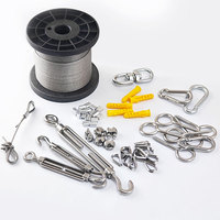 Kit de Tensor de Cable de Acero Inoxidable 304 de 100 Pies, Cable de Aviación Recubierto de Vinilo, Juego de Cables de Alambre de 7 Hilos