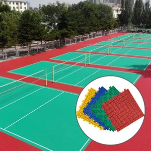 Campo de voleibol al aire libre piso de montaje de enclavamiento fábrica suelo deportivo personalizado