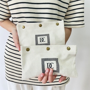 BSCI Custom Eco Friendly Recycling Canvas Cosmetic <b>Bags</b> With Button Travel Canvas Zipper <b>Make</b> <b>up</b> Pouch - Product Image 1