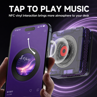 Câble de charge USB-C rétractable Energyfort DISC pour disques vinyles avec fonction NFC Tap to Play, logo personnalisé, organiseur de câbles portable