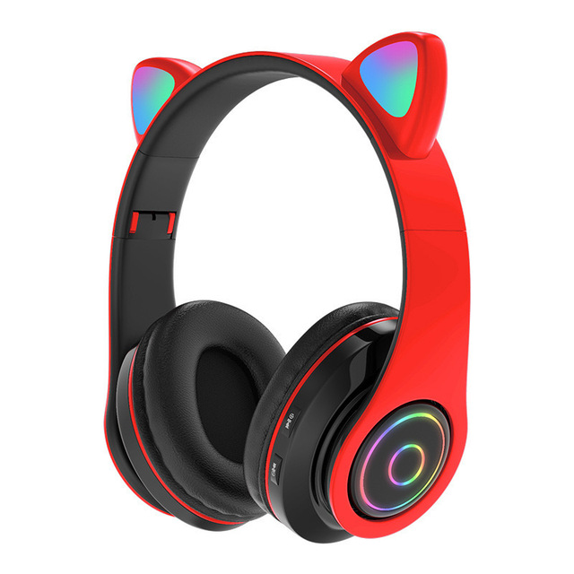 Cute Wireless Kids Headphones Blue Tooth With LED Lights BT V5.1 Foldable RGB Gaming Music Wireless Headset B39
