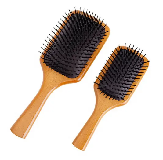 Holzborsten-Paddel-Haar bürste, große flache natürliche umwelt freundliche für Männer und Frauen mit dicker, lockiger Holzgriff-Haar bürste