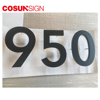 Plaque de numéro de maison COSUN moderne en métal doré et acrylique réfléchissant pour appartements et chambres d'hôtel, à fixer au mur