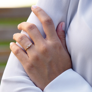 Sang Trọng Phổ Biến 14K Vàng Mạ Của Ruby Và Kim Cương Cụm Nhẫn 925 Sterling Bạc Phụ Nữ Zirconia Đồ Trang Sức Mỹ Nhẫn - Product Image 3