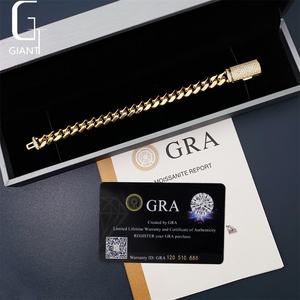 10MM 저렴한 가격 316L 스테인레스 스틸 쿠바 체인 + 925 실버 VVS Moissanite 잠금 패션 남성 힙합 목걸이 팔찌 - Product Image 3