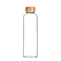 Bouteilles d'eau en verre avec couvercles en bois, réutilisables, design luxueux, à paroi simple, unisexe, 150-1000 ml, pour adultes, bouteilles de voyage