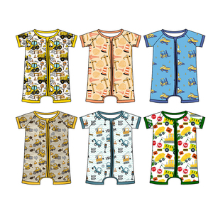 Camiseta Polo y Pelele con Cremallera para Bebés Niños, Diseño de Camiones de Construcción Personalizados, Ropa Cómoda de Verano para Niños Pequeños, Venta al por Mayor de Fábrica - Product Image 3