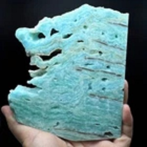 Piedra Natural de Hemimorfita Azul Cielo de Alta Calidad al por Mayor, con Patrón Grabado a Rayas, Tema de Amor, Marca CrystalHola - Product Image 4
