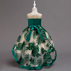 Vestidos Largos de Flores para Niñas 2088, Último Diseño, Vestido Occidental con Cola para Bodas y Fiestas Infantiles - Product Image 2