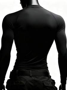 Camiseta Deportiva de Compresión para <span class=keywords><strong>Hombre</strong></span>, Manga Larga, Cuello Redondo, Transpirable, <span class=keywords><strong>El</strong></span>ástica, para Entrenamiento en Gimnasio, Levantamiento de Pesas y Running - Product Image 2