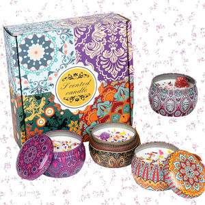 Nuevas Tendencias en Aromaterapia de Lujo, Vela de Soja con Logotipo Personalizado, Aroma Frutal, Forma de Flor, Amarilla, Hecha a Mano, Metálica, para Navidad - Product Image 3