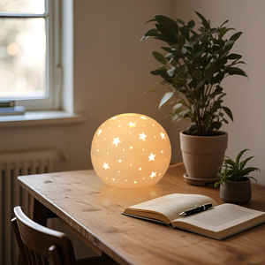 Đèn Bàn Rỗng Đèn Đêm Bằng Sứ Trang Trí Nhà Cửa Đèn Đêm Hình Cầu Trang Trí Phòng Ngủ Trẻ Em Trong Nhà Cá Tính - Product Image 1