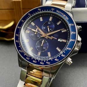 <span class=keywords><strong>Montre</strong></span> de luxe de haute qualité en acier inoxydable et quartz pour homme, 44 mm, cadran au style simple, résistante à l'eau 100 m, chronographe sportif, bracelet 20 mm - Product Image 4