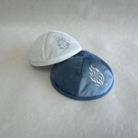 Kippah de Terciopelo de 18 cm con Bordado de Llama de Fuego, Kippa/Yarmulke con Logotipo Personalizado, Kippot Judío para Shabat, Bar Mitzvah, Boda, Regalo Judaico para Hombre