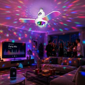 Ampoule LED musicale pliable SHIZI, 3 pales, haut-parleur, lumière disco, changement de couleur RVB, E27 E26, lampe de plafond intelligente OEM - Product Image 4