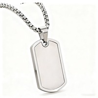 Collier pour homme tendance en acier inoxydable poli, style militaire, avec pendentif plaque militaire et chaîne en bambou, le plus vendu