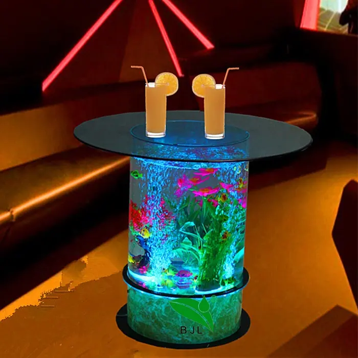 Móveis modernos led acrílico aquário barra coquetel do tanque de peixes mesa para clube noturno