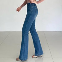 Échantillon gratuit, coupe confortable, tissu au toucher frais, jean slim en denim tricoté, coupe bootcut vintage pour femmes