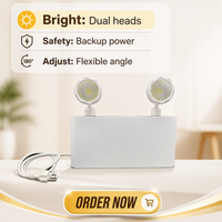 Lampe de secours LED à double tête avec boîtier en acier, autonomie de 30 minutes, pour l'Amérique du Nord, alimentation de secours incendie