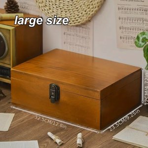 Bois Vintage fait à la main artisanat grande boîte avec serrure et clé en bois souvenir boîte esthétique chambre déco salle de bain chambre accessoires - Product Image 4